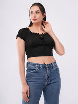 Clobug Women’s Soft Rib Fitted Crop Top