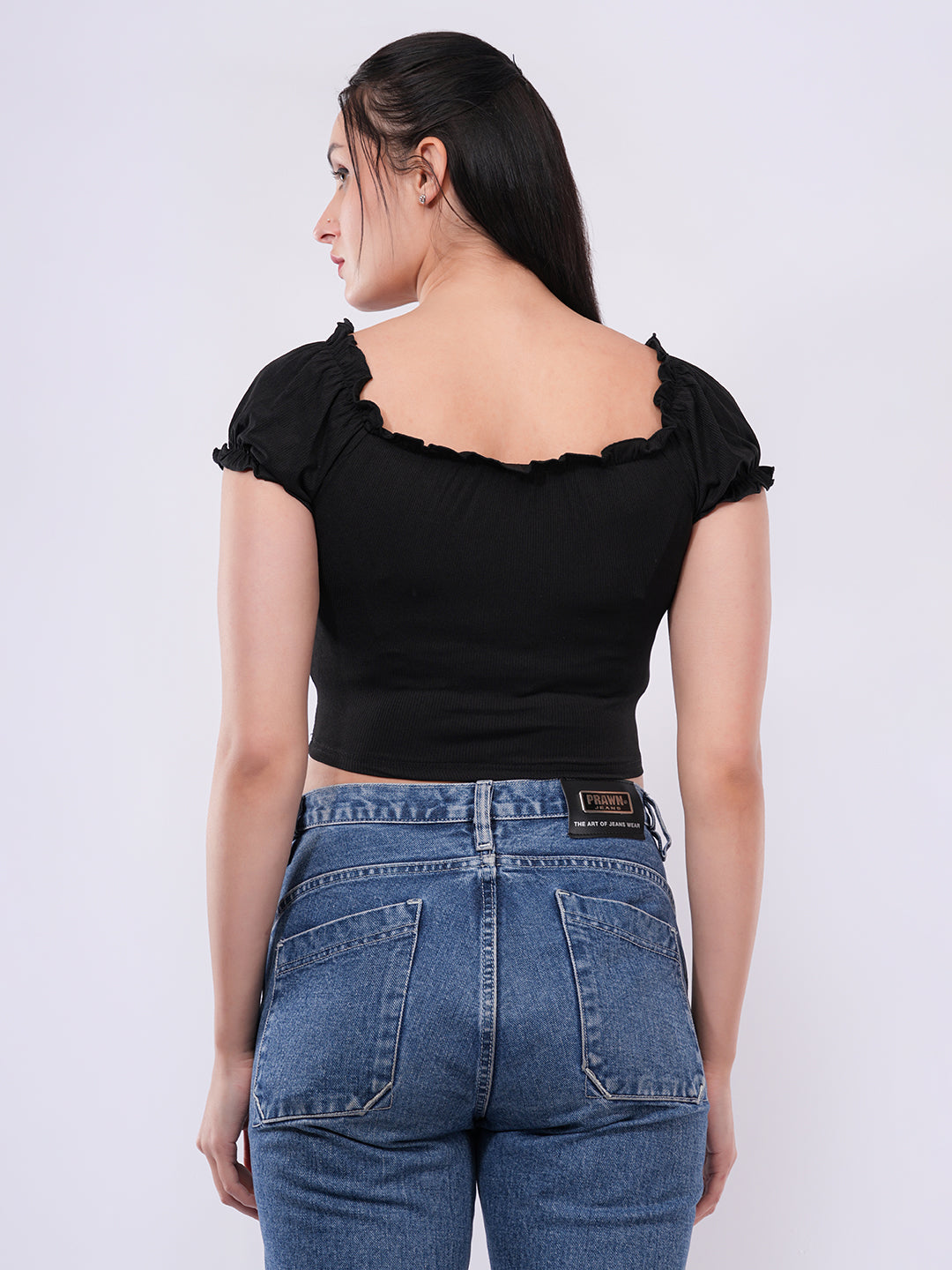 Clobug Women’s Soft Rib Fitted Crop Top
