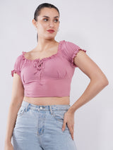 Clobug Women’s Soft Rib Fitted Crop Top