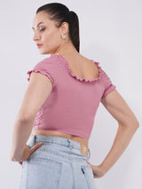 Clobug Women’s Soft Rib Fitted Crop Top