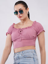 Clobug Women’s Soft Rib Fitted Crop Top