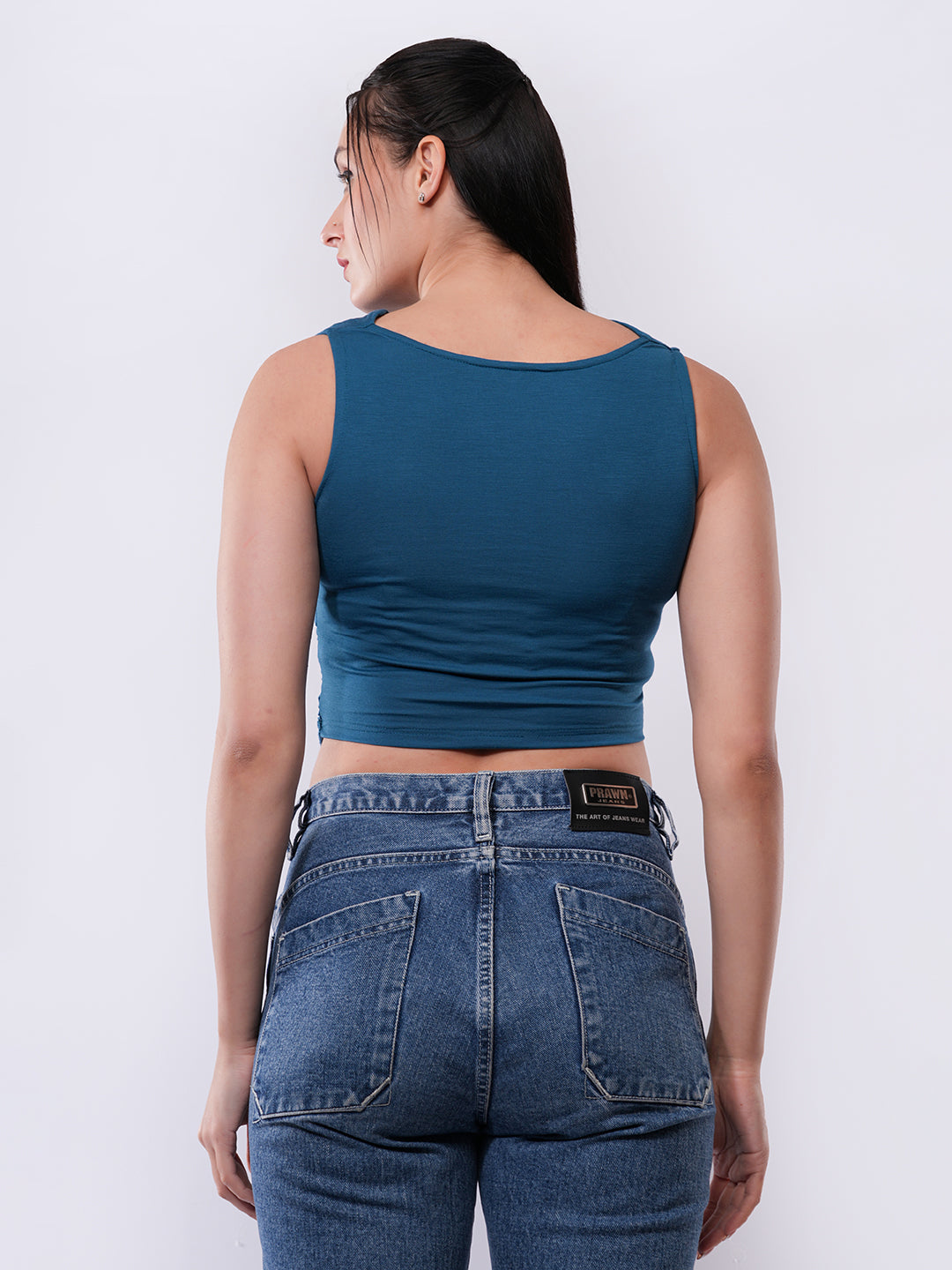 Clobug Women’s Draped Neck Sleeveless Crop Top