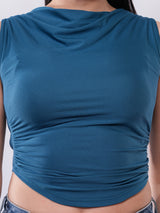 Clobug Women’s Draped Neck Sleeveless Crop Top