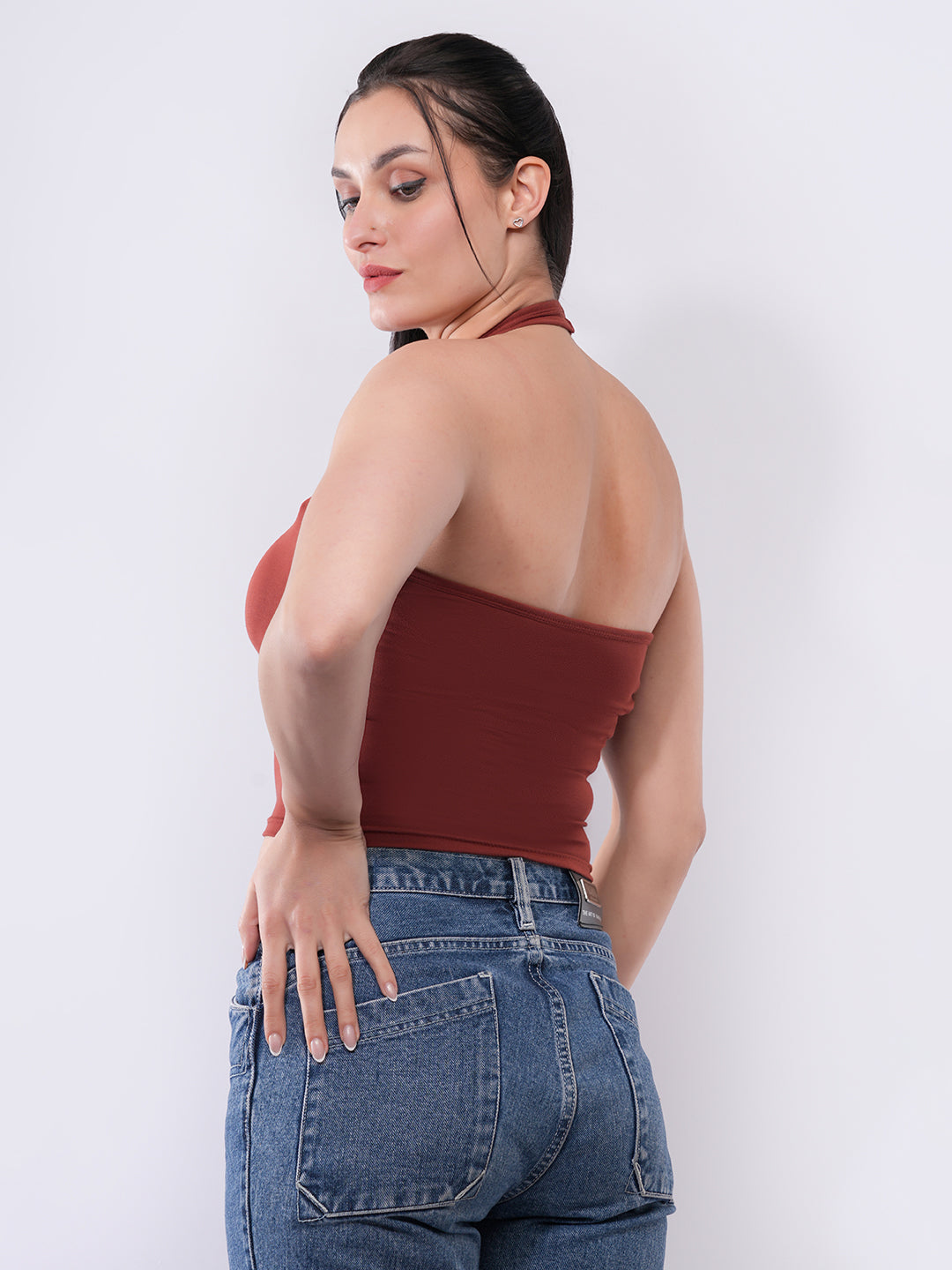 Women’s Halter Neck Fitted Crop Top