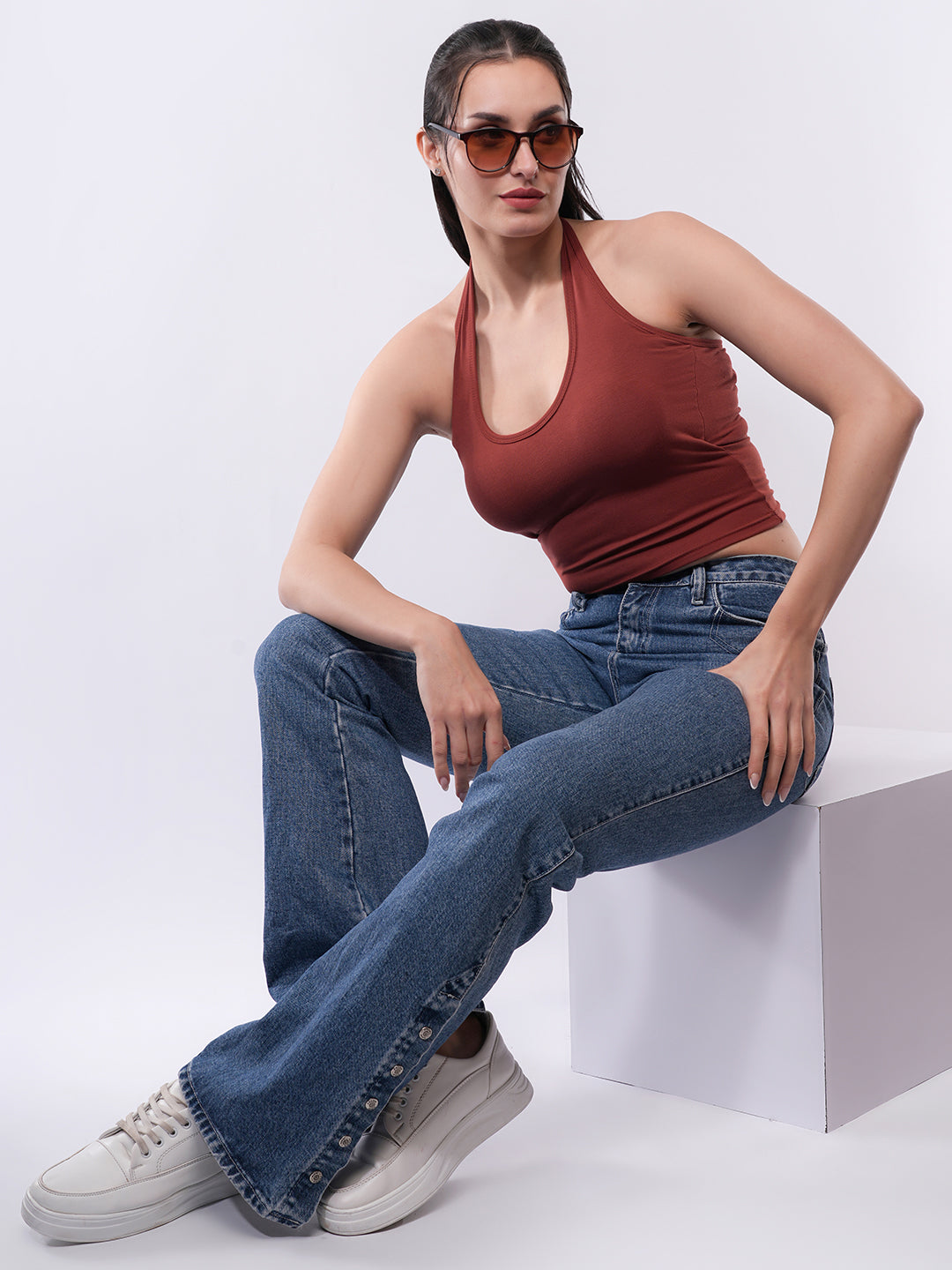 Women’s Halter Neck Fitted Crop Top