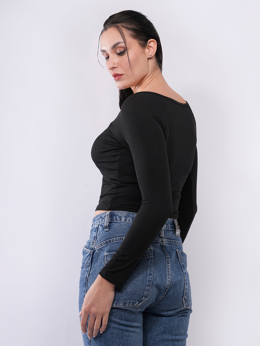 Clobug Women’s Long Sleeve Fitted Crop Top