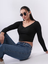 Clobug Women’s Long Sleeve Fitted Crop Top