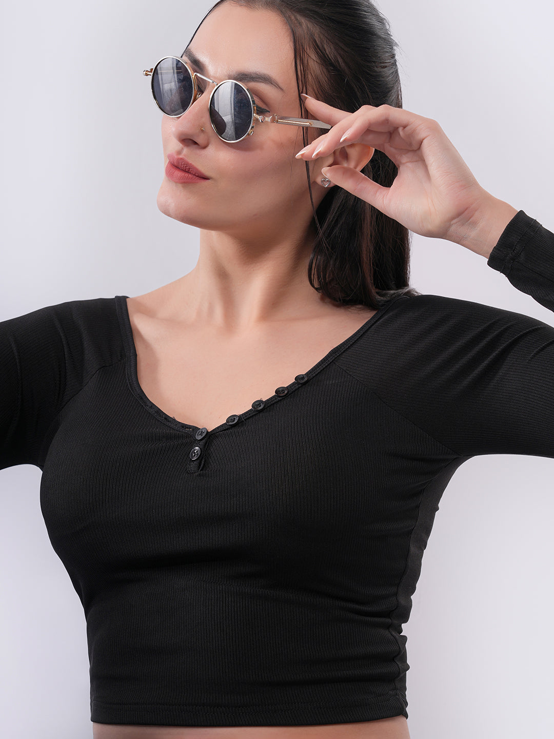 Clobug Women’s Long Sleeve Fitted Crop Top