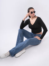 Clobug Women’s Long Sleeve Fitted Crop Top