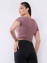 Clobug Women’s Tie-Front Textured Crop Top