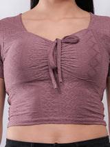 Clobug Women’s Tie-Front Textured Crop Top