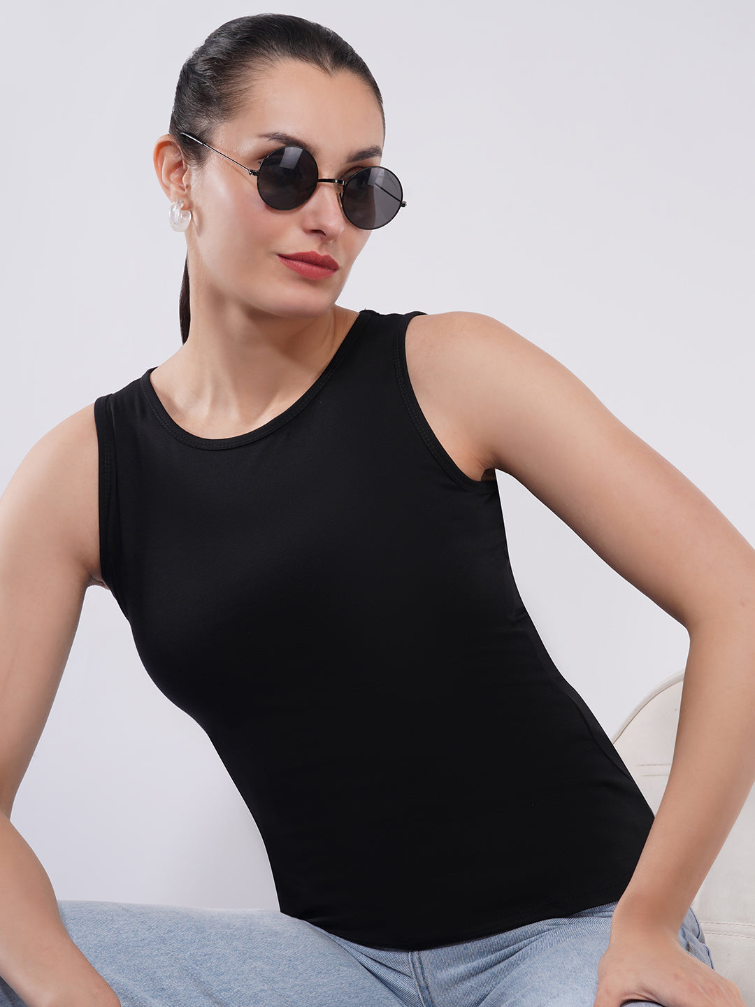 Clobug Women’s Solid Sleeveless Stretch Tank Top