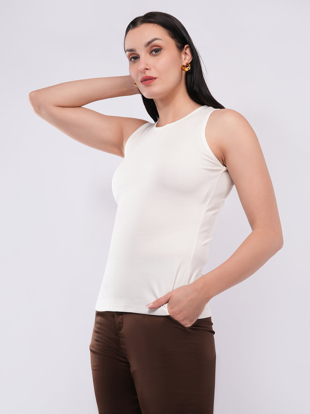 Clobug Women’s Solid Sleeveless Stretch Tank Top