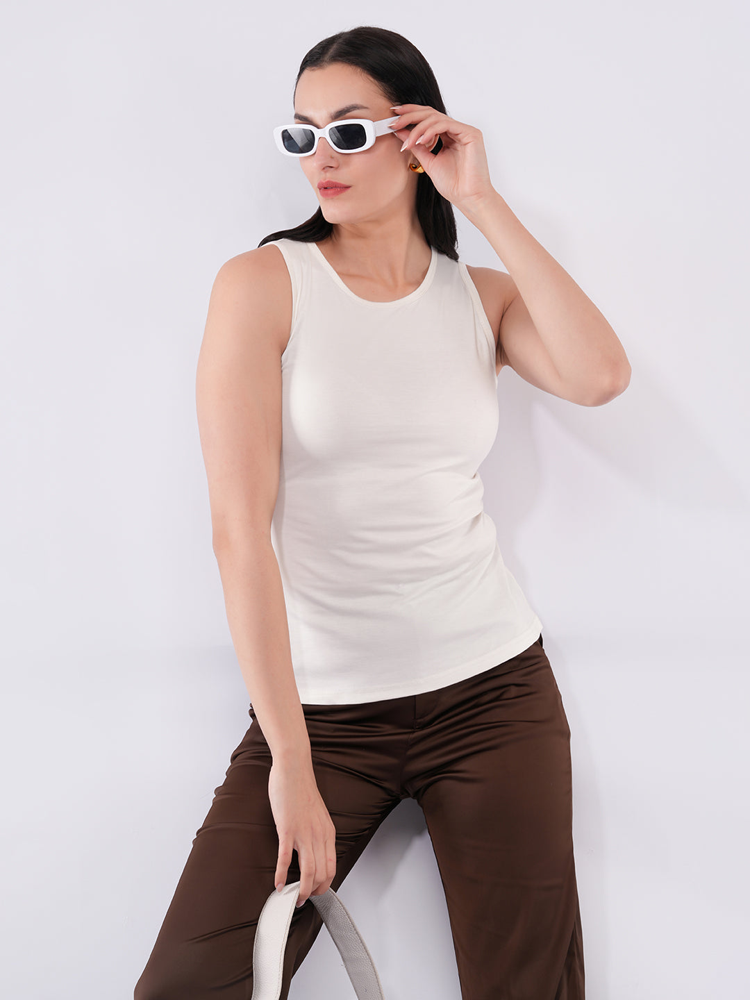 Clobug Women’s Solid Sleeveless Stretch Tank Top