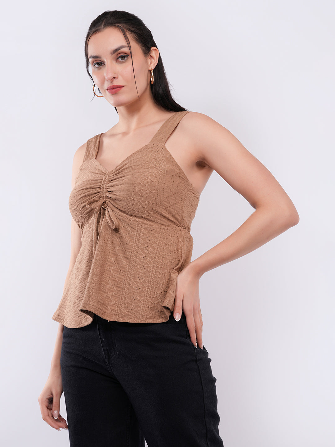 Clobug Women’s Textured Peplum Top