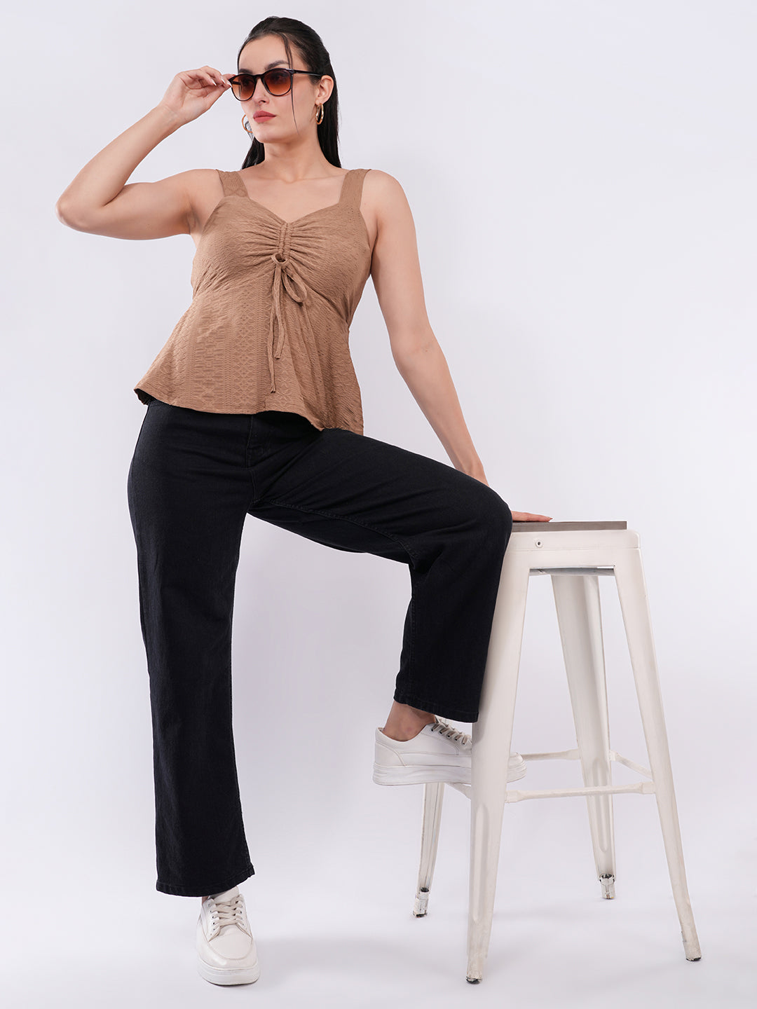 Clobug Women’s Textured Peplum Top