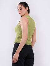 Clobug Women’s Textured High Neck Fitted Top