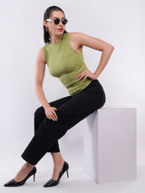 Clobug Women’s Textured High Neck Fitted Top