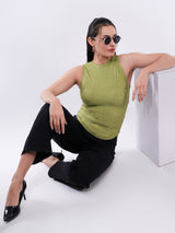 Clobug Women’s Textured High Neck Fitted Top