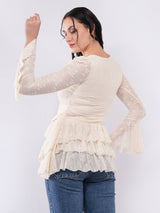 Clobug Women’s Lace Ruffle Peplum Top