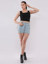 Clobug Women’s Sleeveless Square Neck Crop Top