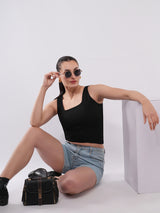 Clobug Women’s Sleeveless Square Neck Crop Top