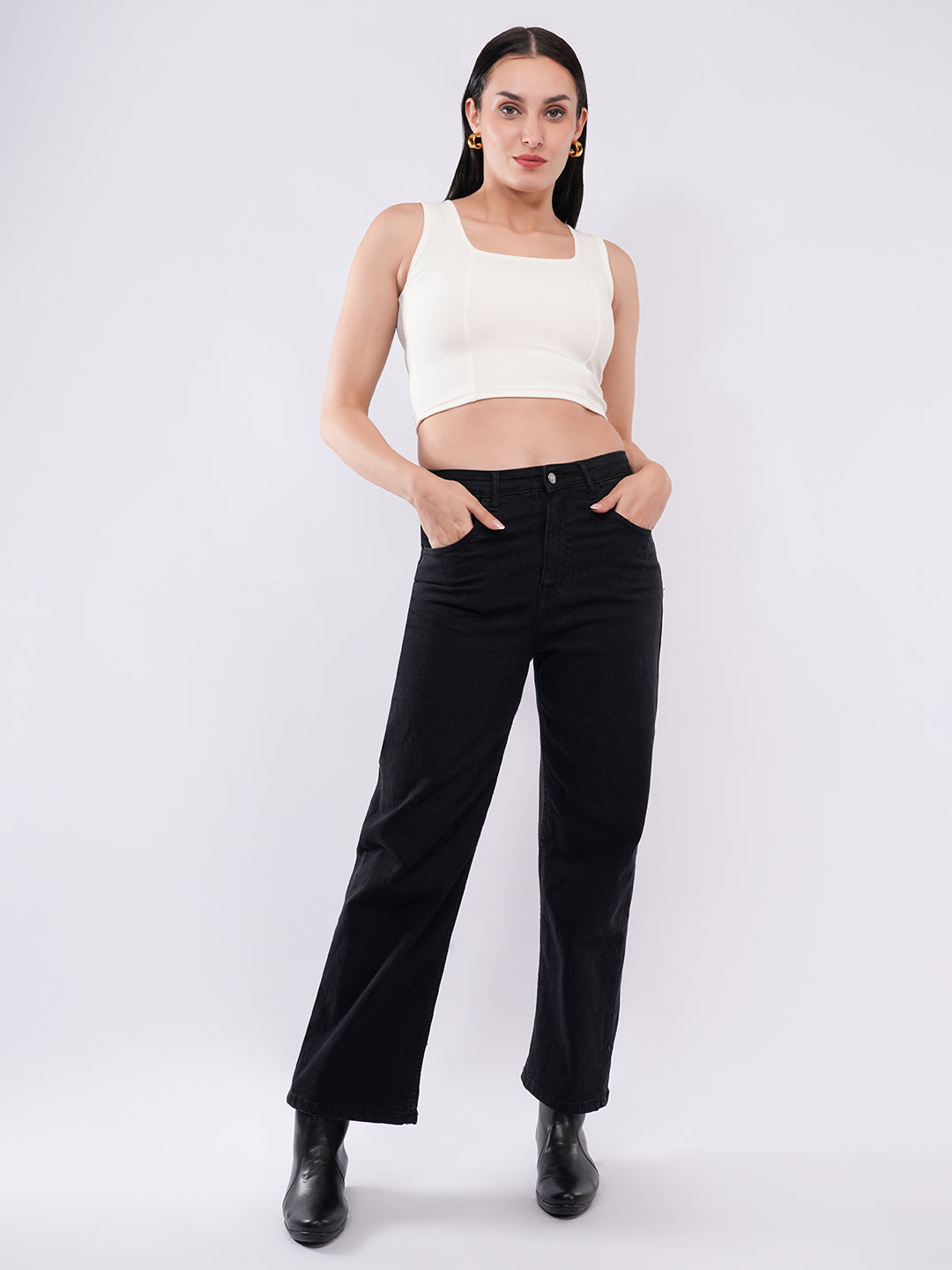 Clobug Women’s Sleeveless Square Neck Crop Top