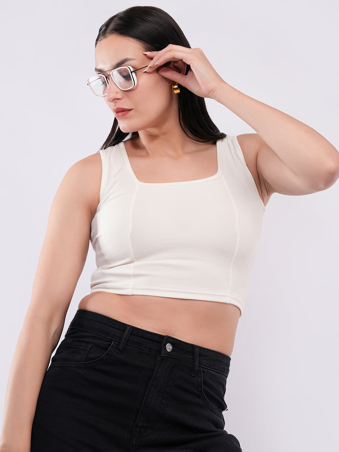 Clobug Women’s Sleeveless Square Neck Crop Top