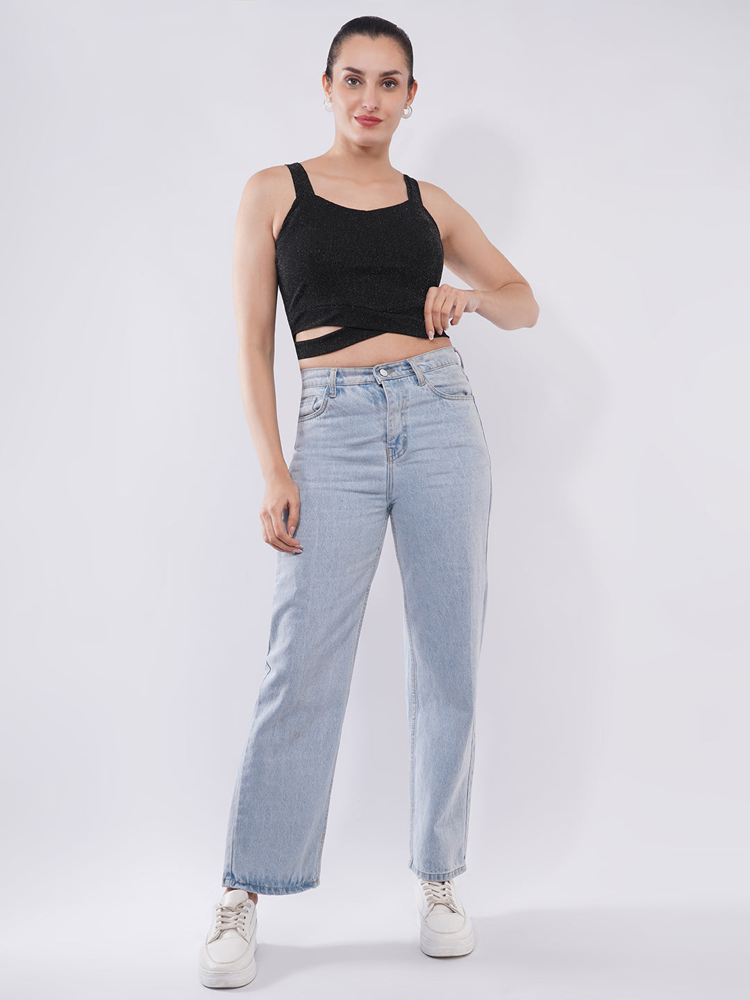 Clobug Women’s Shimmer Strap Crop Top