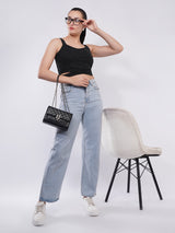 Clobug Women’s Shimmer Strap Crop Top