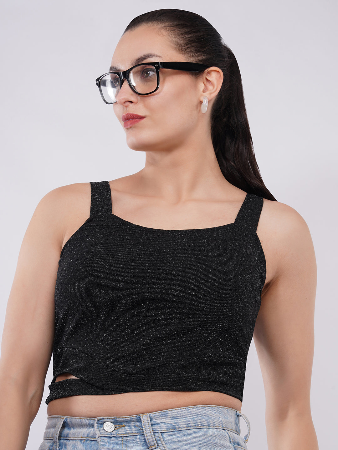 Clobug Women’s Shimmer Strap Crop Top