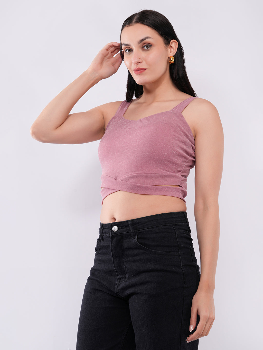 Clobug Women’s Shimmer Strap Crop Top