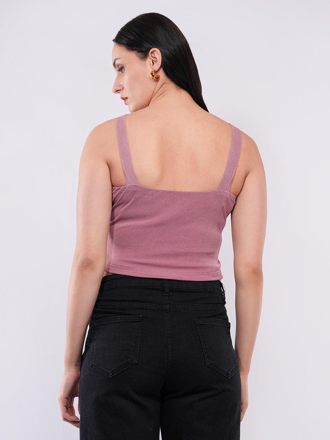 Clobug Women’s Shimmer Strap Crop Top