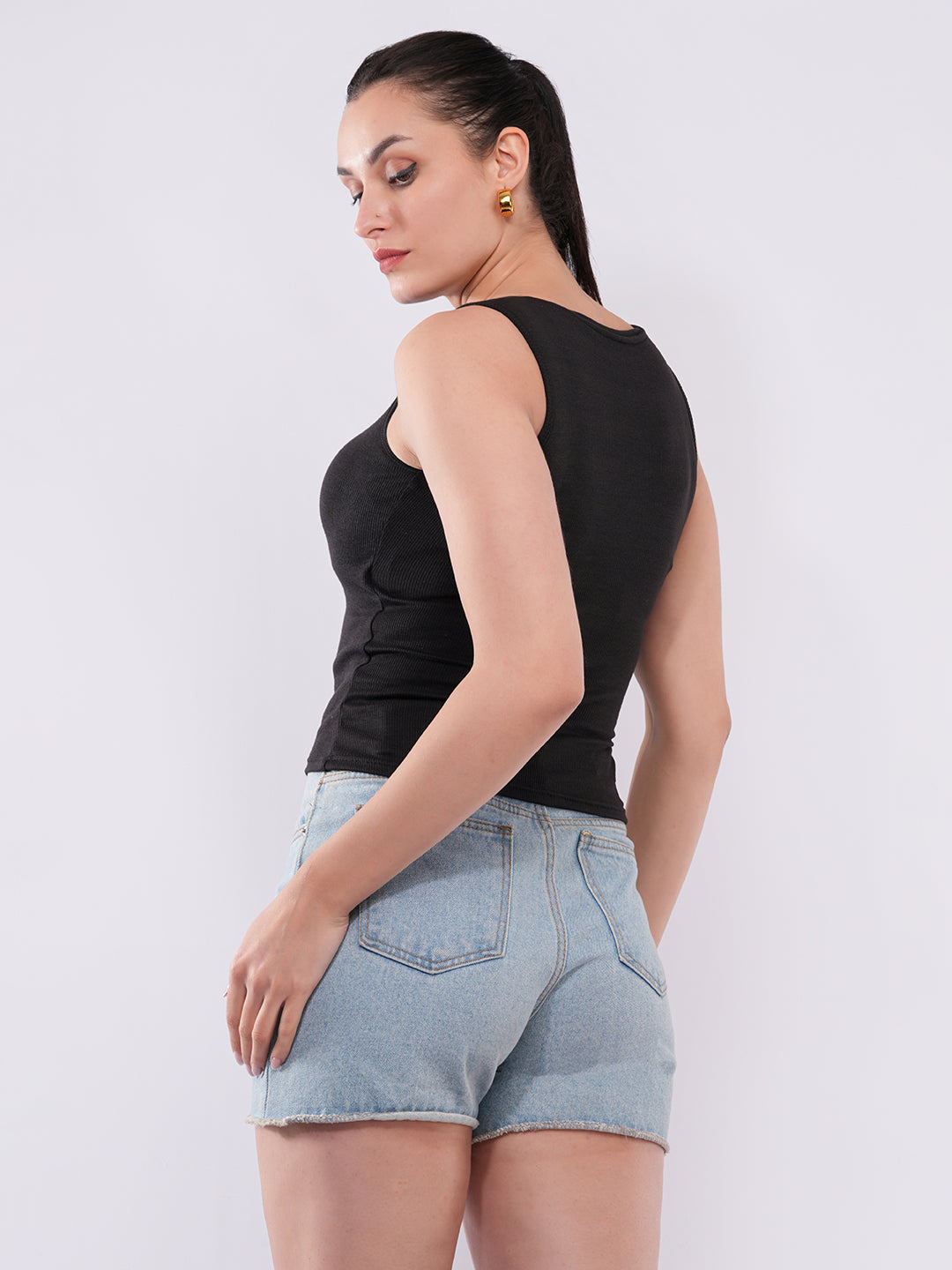 Clobug Women’s Ribbed Sleeveless Fitted Top