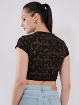 Clobug Women’s Abstract Print Crop Top