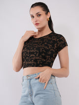 Clobug Women’s Abstract Print Crop Top