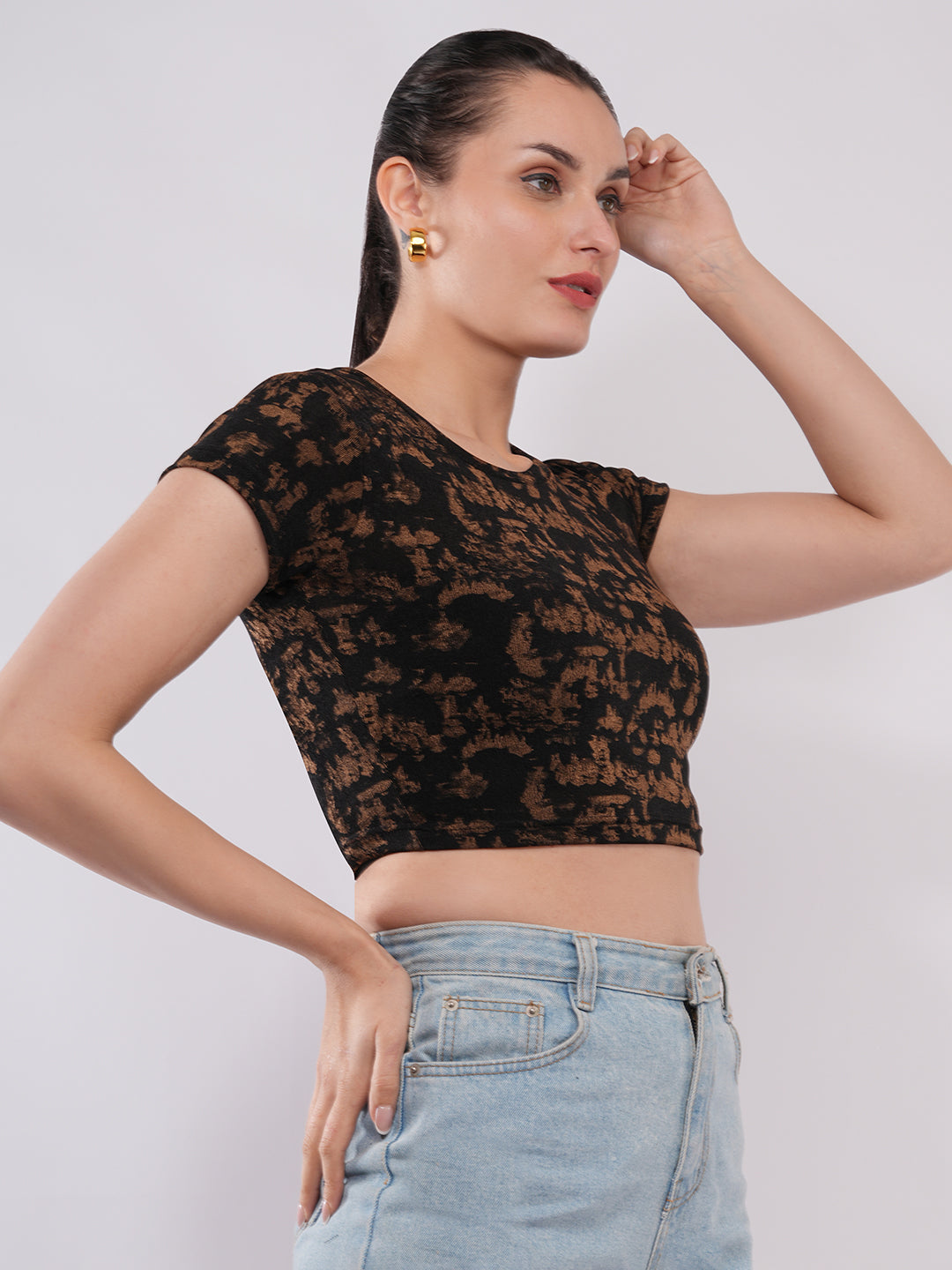 Clobug Women’s Abstract Print Crop Top