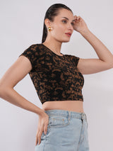 Clobug Women’s Abstract Print Crop Top