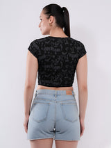 Clobug Women’s Abstract Print Crop Top