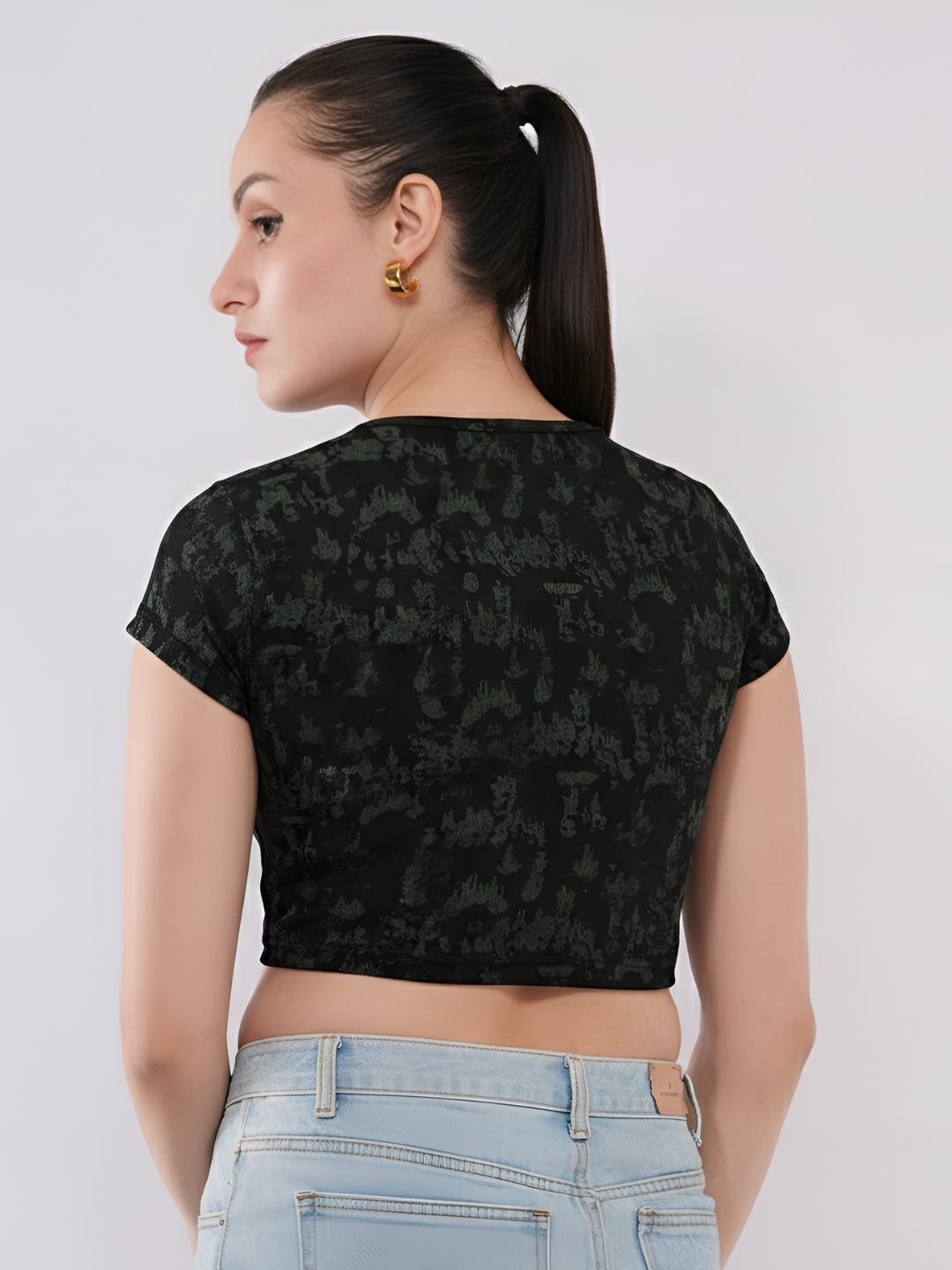 Clobug Women’s Abstract Print Crop Top
