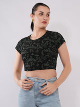 Clobug Women’s Abstract Print Crop Top