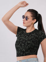 Clobug Women’s Abstract Print Crop Top