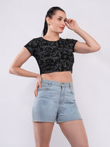 Clobug Women’s Abstract Print Crop Top