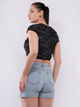 Clobug Women’s Abstract Print Crop Top