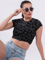 Clobug Women’s Abstract Print Crop Top