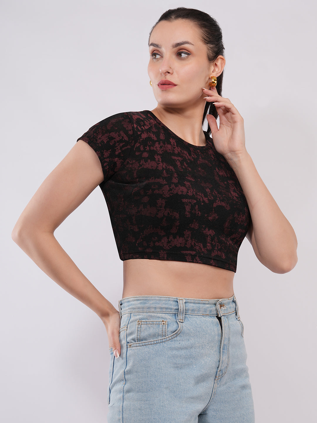 Clobug Women’s Abstract Print Crop Top