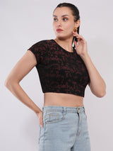 Clobug Women’s Abstract Print Crop Top