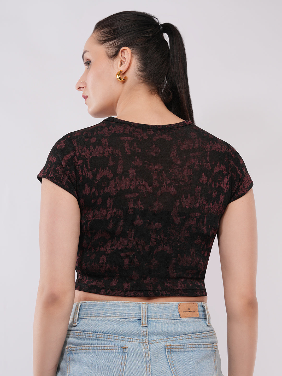 Clobug Women’s Abstract Print Crop Top