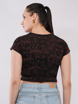 Clobug Women’s Abstract Print Crop Top