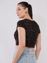 Clobug Women’s Abstract Print Crop Top